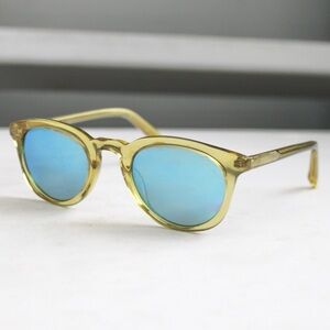 Warby Parker Downing 16 933 in Lemon Yellow with Blue Lenses Sunglasses Unisex